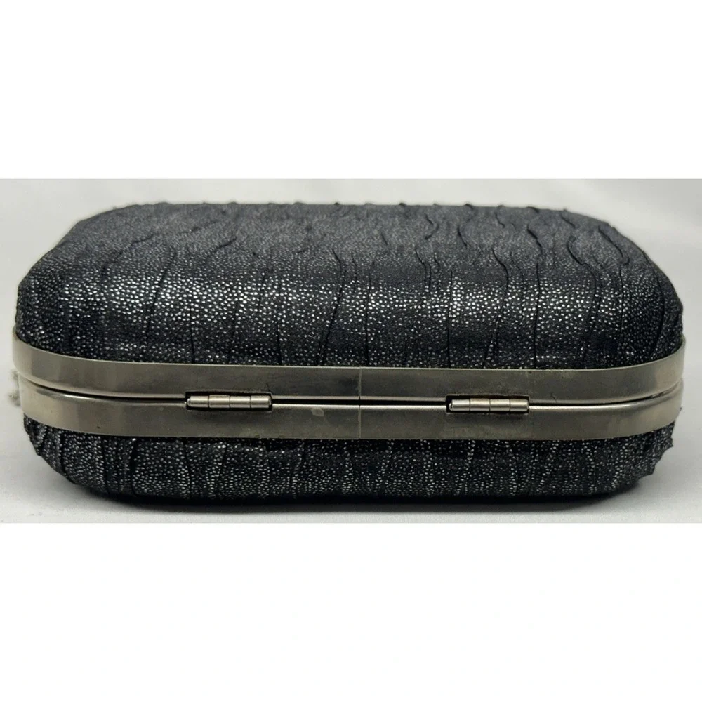 Sparkly Clutch Purse Faux Rhinestone Ring Closure Silver Chain Shoulder Strap‎